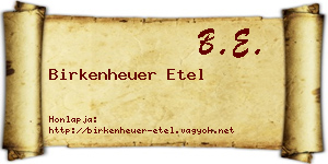 Birkenheuer Etel névjegykártya